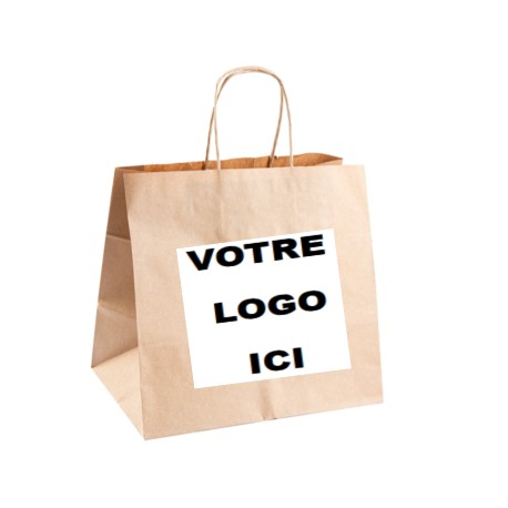 SAC CABAS BRUN PERSONNALISE 32 X 21 X 28.5 CM