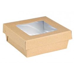 BOITE CARRE KRAFT SALADE 7X7 CM
