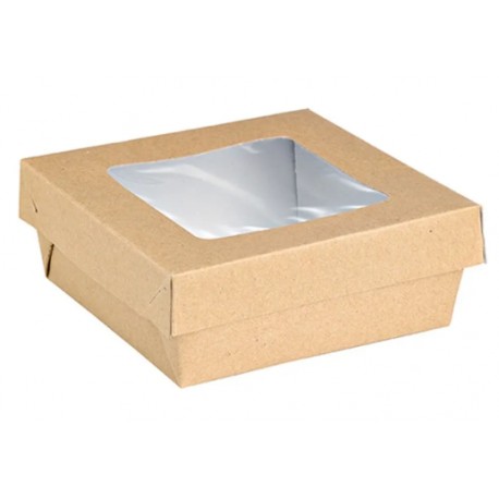 BOITE CARRE KRAFT SALADE 7X7 CM