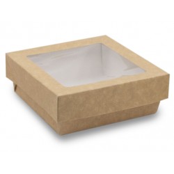 BOITE CARRE BRUN AVEC FENETRE 115 X 115 MM