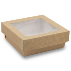 BOITE CARRE BRUN AVEC FENETRE 160 X 160 MM