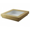 BOITE CARRE BRUN AVEC FENETRE 190 X 190 MM